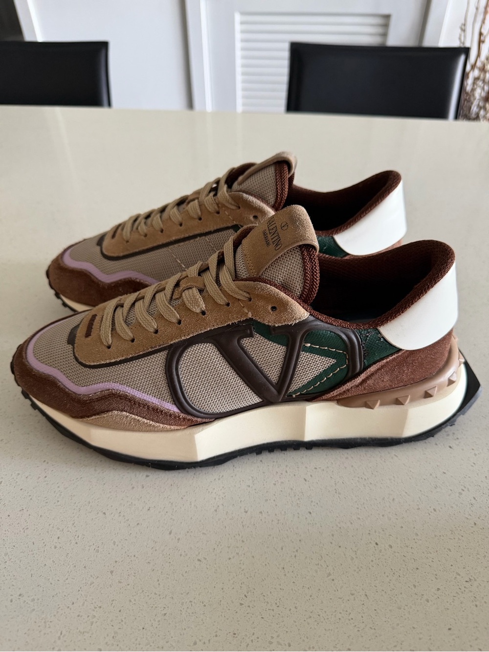 Valentino Garavani Brown Multicolor Rockrunner Sneakers